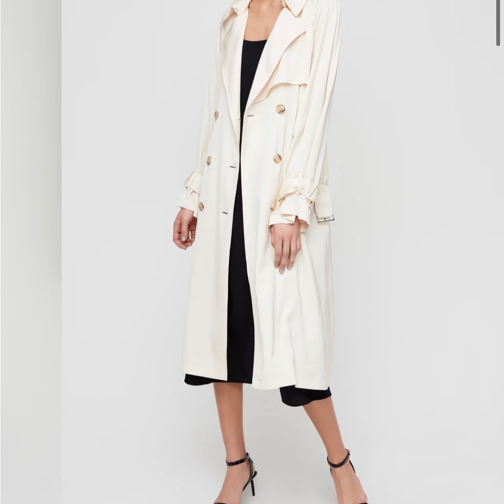 Aritzia Babaton Carson Cream new Trench Business Formal Casual Relaxed Coat Sz S - Picture 2 of 10